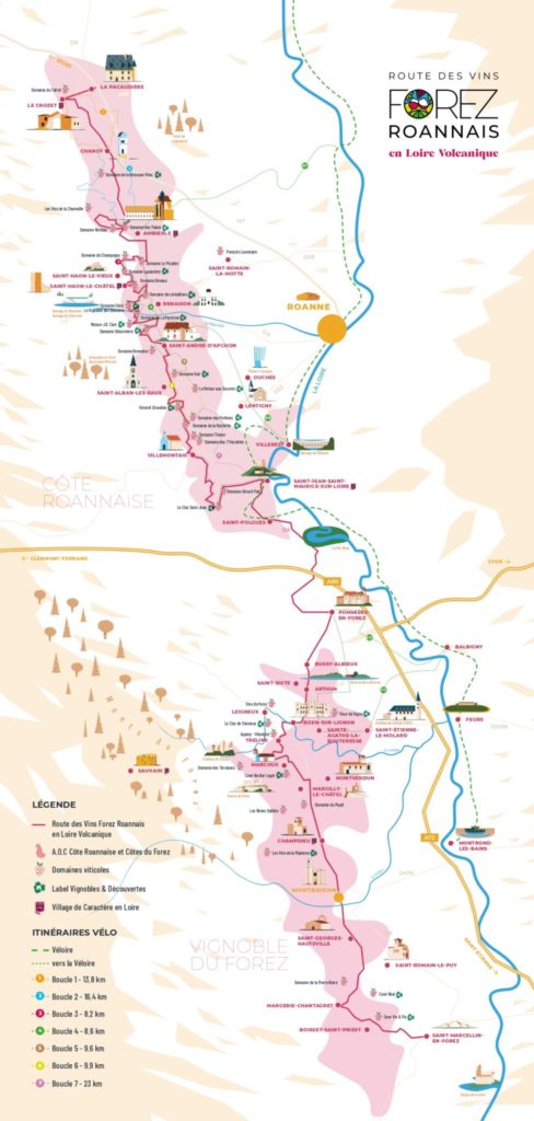 route des vins  Forez roannais  en Loire volcanique 
