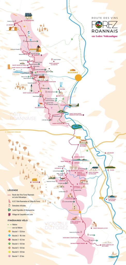 route des vins Forez roannais en Loire volcanique